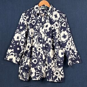 Jones NY Women LongSleeve Button Up Cotton Shirt 1X Business‎ Floral Office